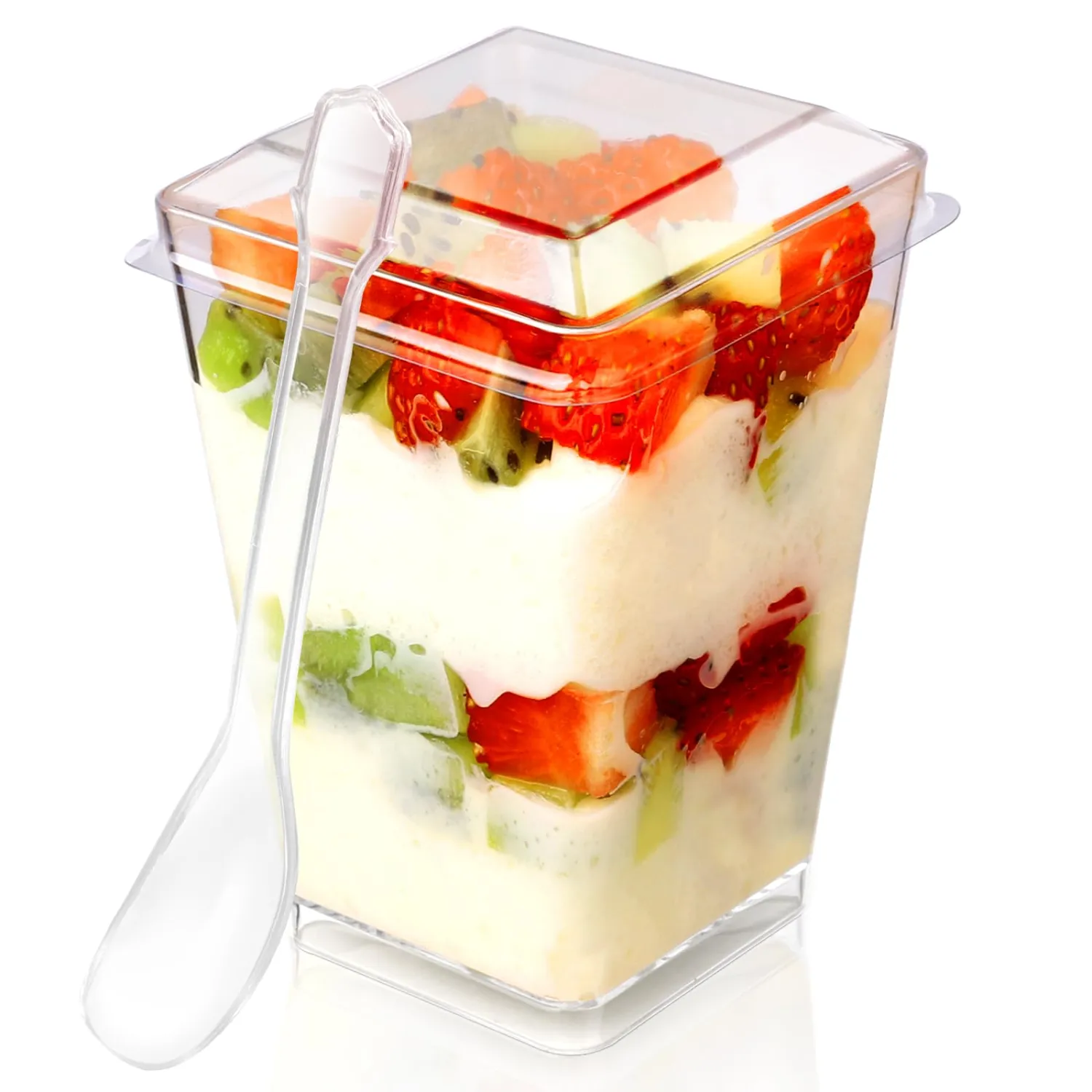 5 oz 60Pcs Plastic Dessert Cups With Lids and Spoons, Yogurt Parfait Appetizer Cups for Party, Mini Dessert Shooters for Pudding and Fruit