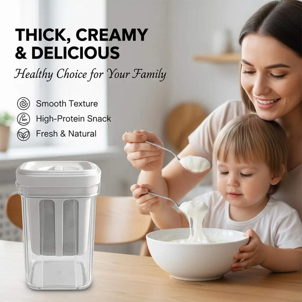 Yogurt Strainer,1100ML Capacity Multi Yoghurt Maker Strainer,with 3pcs Fine Mesh Bag,1pc Yogurt Spoon,for Making Thick Greek-Yogurts,Soybean Milk,Berries,Soup,Fruit Juice,Coffee,Easy to Use