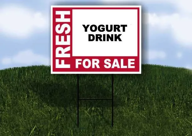YOGURT DRINK Fresh For Sale Pink 1 Double Sided 18x24 in Yard Road Sign w/stand
