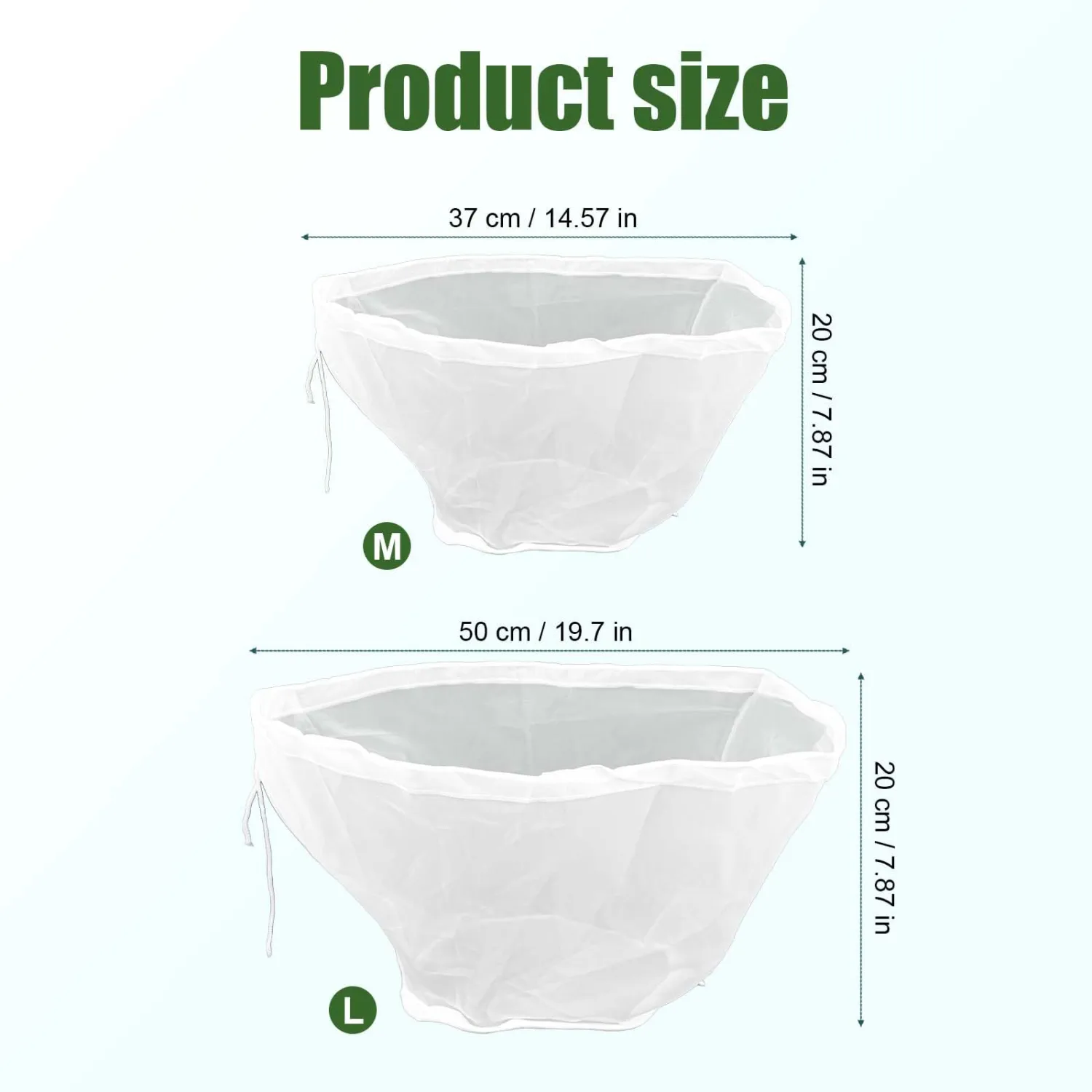 4pcs Bowl-Shaped Nylon Nut Milk Bags, Medium and Large Cheese Cloth Bags Reusable Fine Mesh Strainer for Almond Milk Greek Yogurt Juicing Coffee (White)