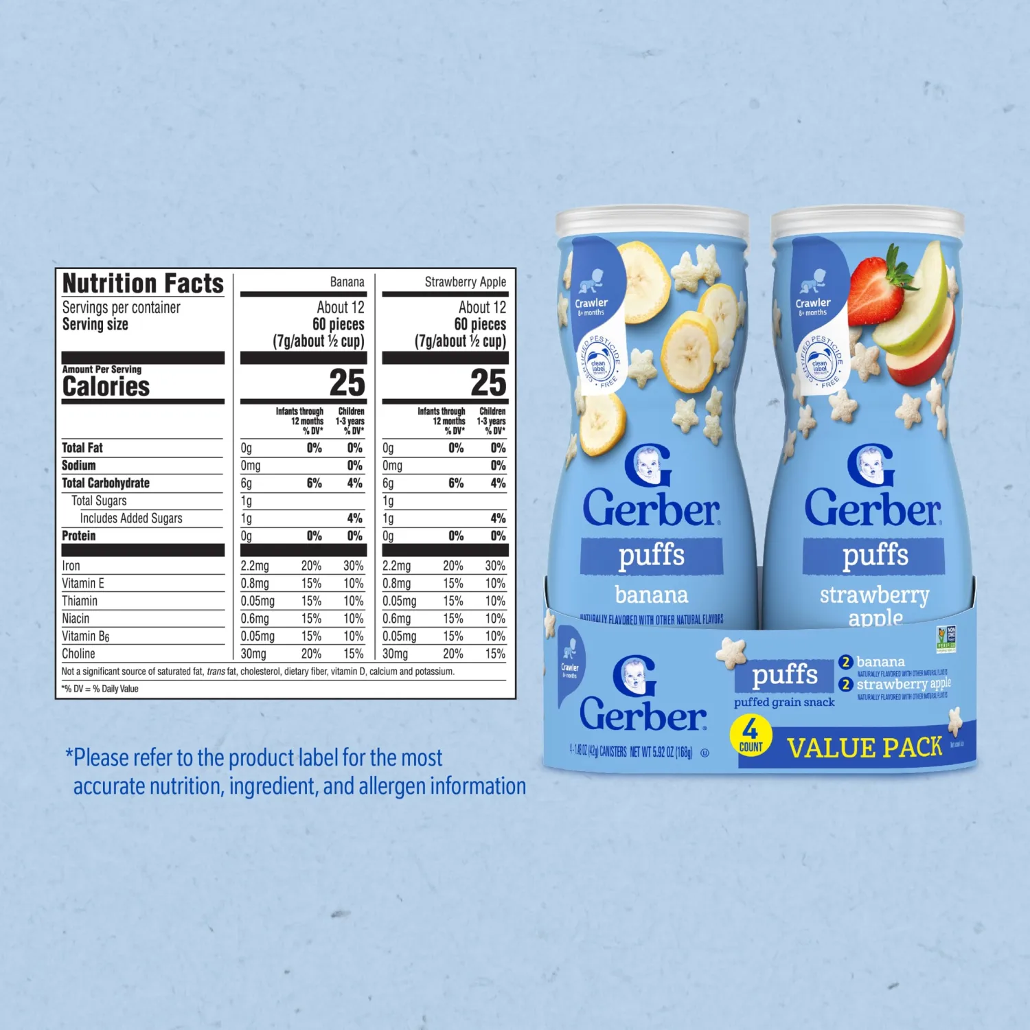 Gerber Stage 3 Baby Snacks, Puffs Value Pack, Puffs Snacks, Baby Led Feeding, 4PK
