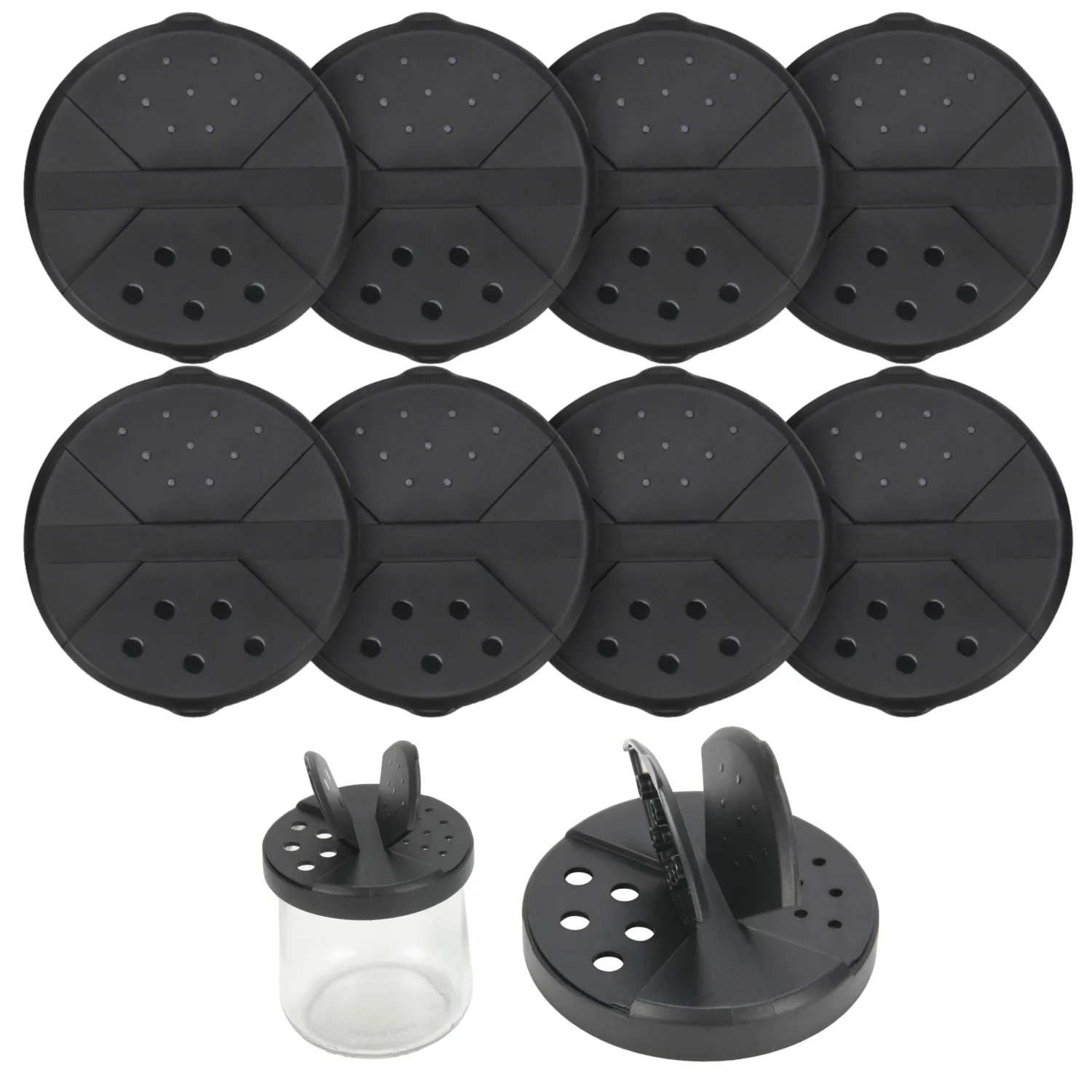 Spice Shaker Lids Only Compatible with Oui Yogurt Jars(5 oz Transparent Jar), 8 PCS Durable Ajustable Shaker Lids, Food-Grade Spice Dispenser Tops, Dishwasher Safe (Jars Not Included)
