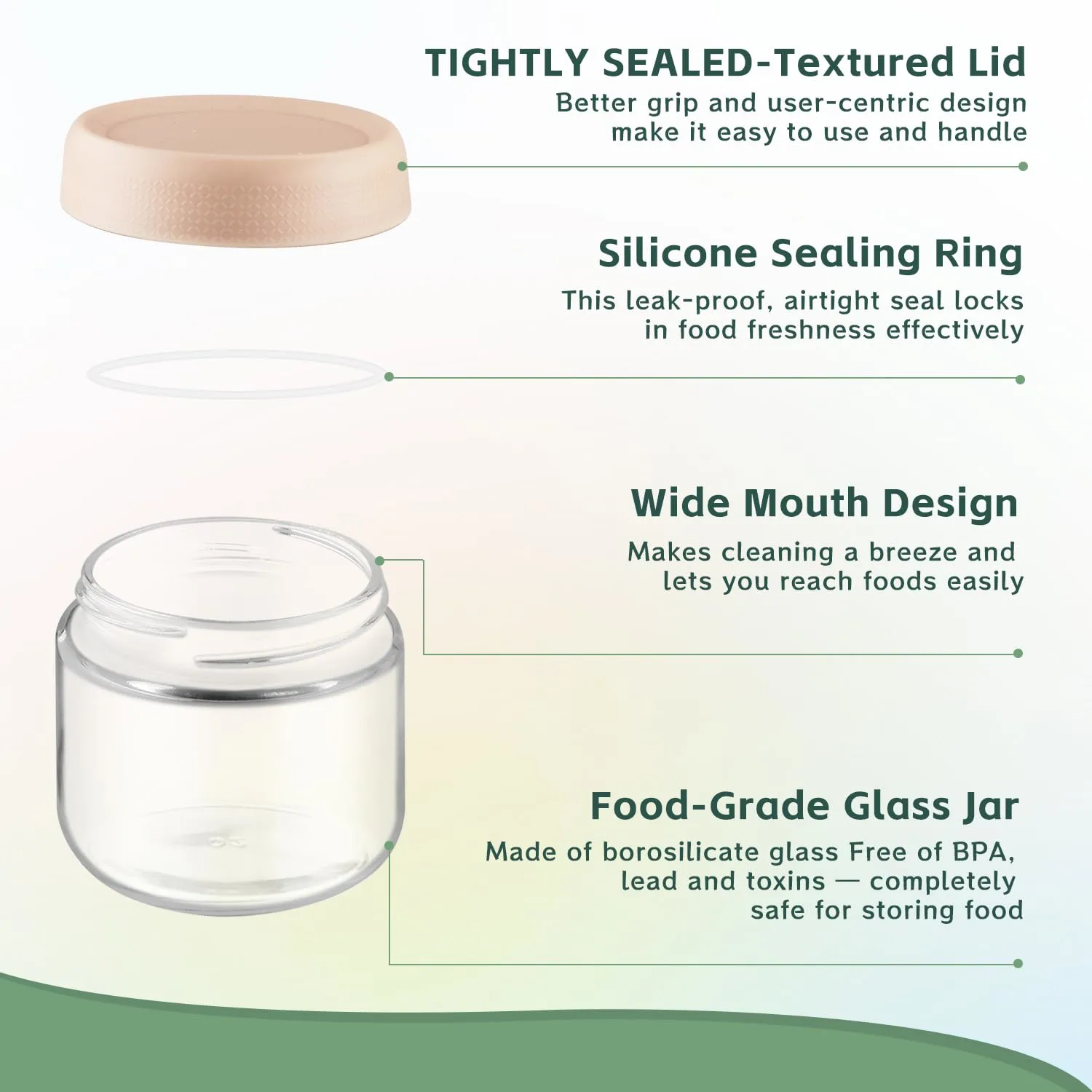 2 Pack Glass Overnight Oats Containers with Lids,Stackable Wide Mouth Mason Glass Jars with Airtight Seal Lids,Food Storage Jars for Meal Prep,Yogurt Parfaits,Meal Prep,Pudding,Spices (10 Oz)