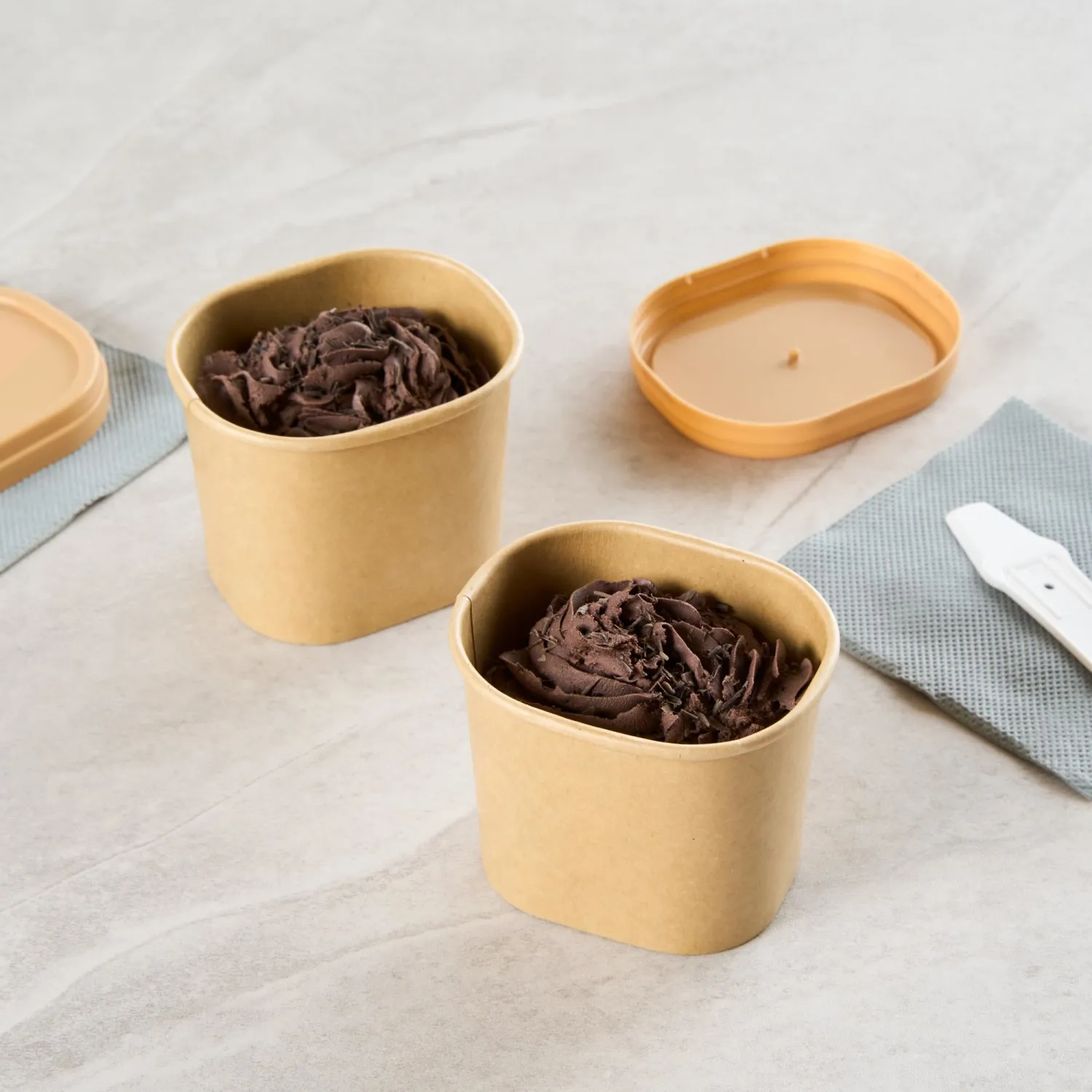 Coppetta 5 Ounce Dessert Cups, 50 Greaseproof Ice Cream Cups - Lids Sold Separately, For Hot And Cold Foods, Kraft Paper Yogurt Bowls, Disposable,For Sundaes, Mousse Or Puddings - Restaurantware