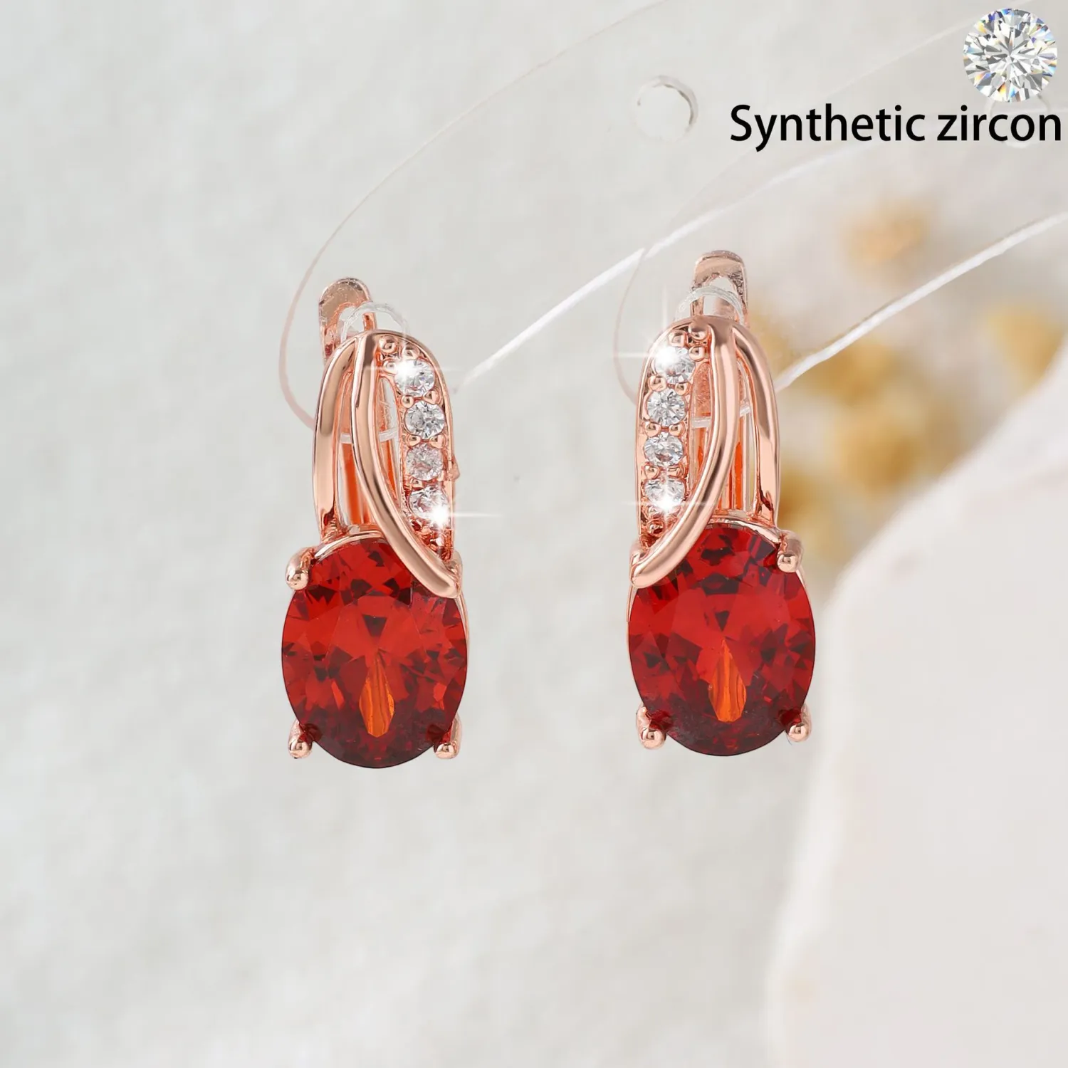High-End Oval Colored Zircon Earrings