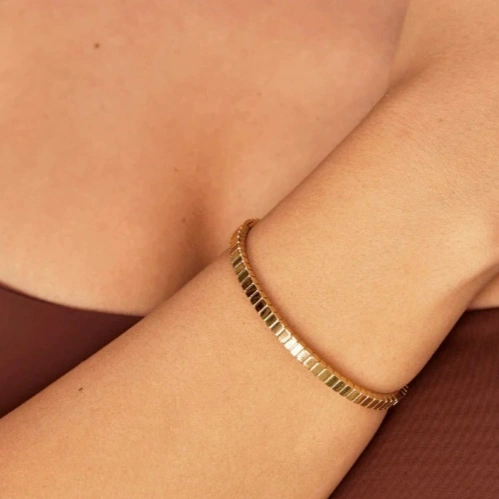 Niche-design Striped Small-square Titanium Steel Bracelet For Women