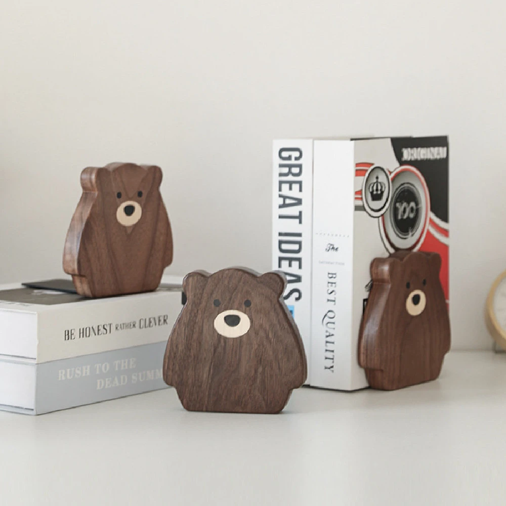 Small Bear Black Walnut Solid Wood Desk Stand
