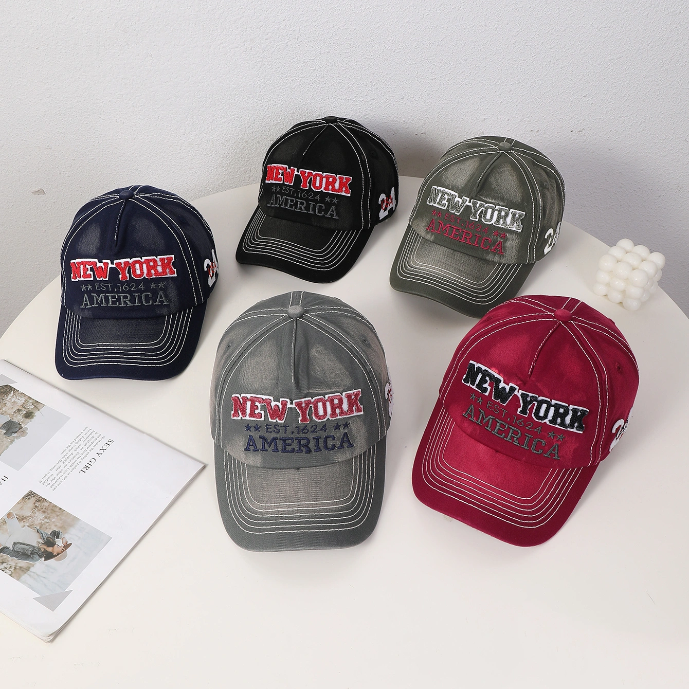 Spring And Autumn Men's And Women's Style Baseball Caps With Fashionable NEW YORK Letter Embroidery. Versatile For Outdoor Cycling.