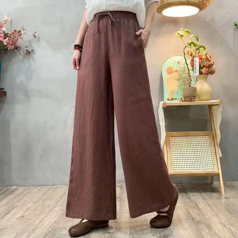 Women's Cotton-Linen High-Waist Loose Pants
