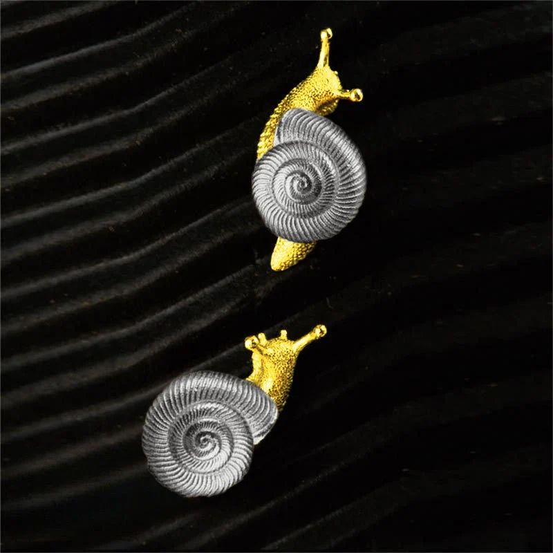 Silver-plated Gold Snail Stud Earrings