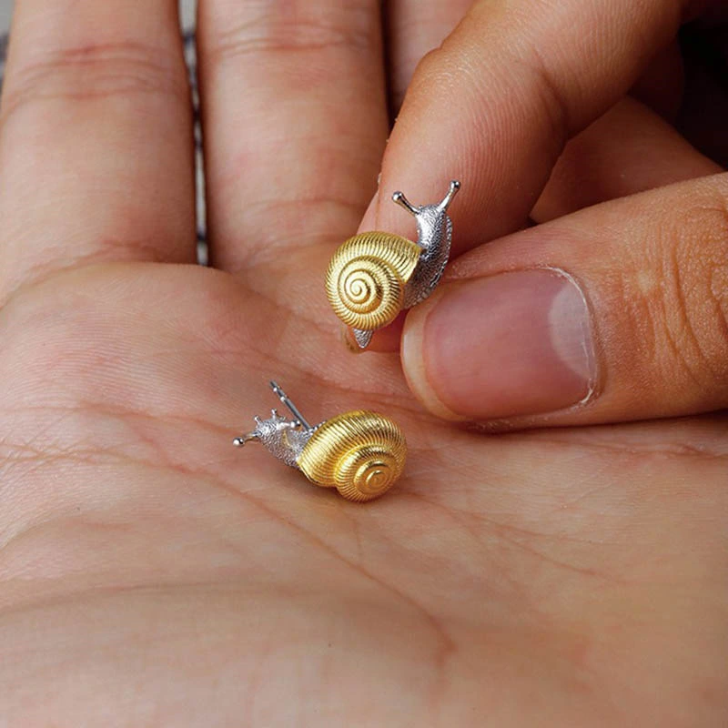 Silver-plated Gold Snail Stud Earrings