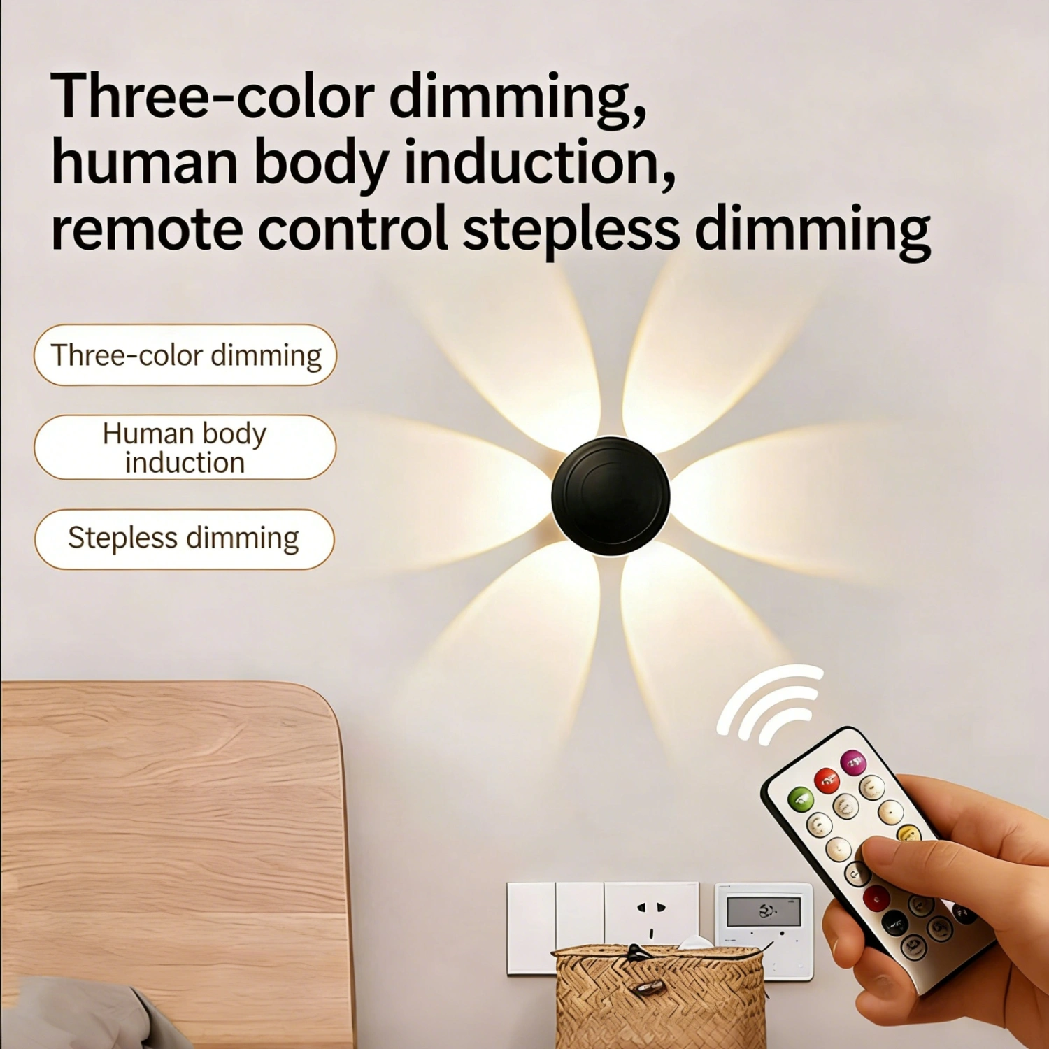 Flower-shaped Charging Motion-sensor Remote-controlled Lamp