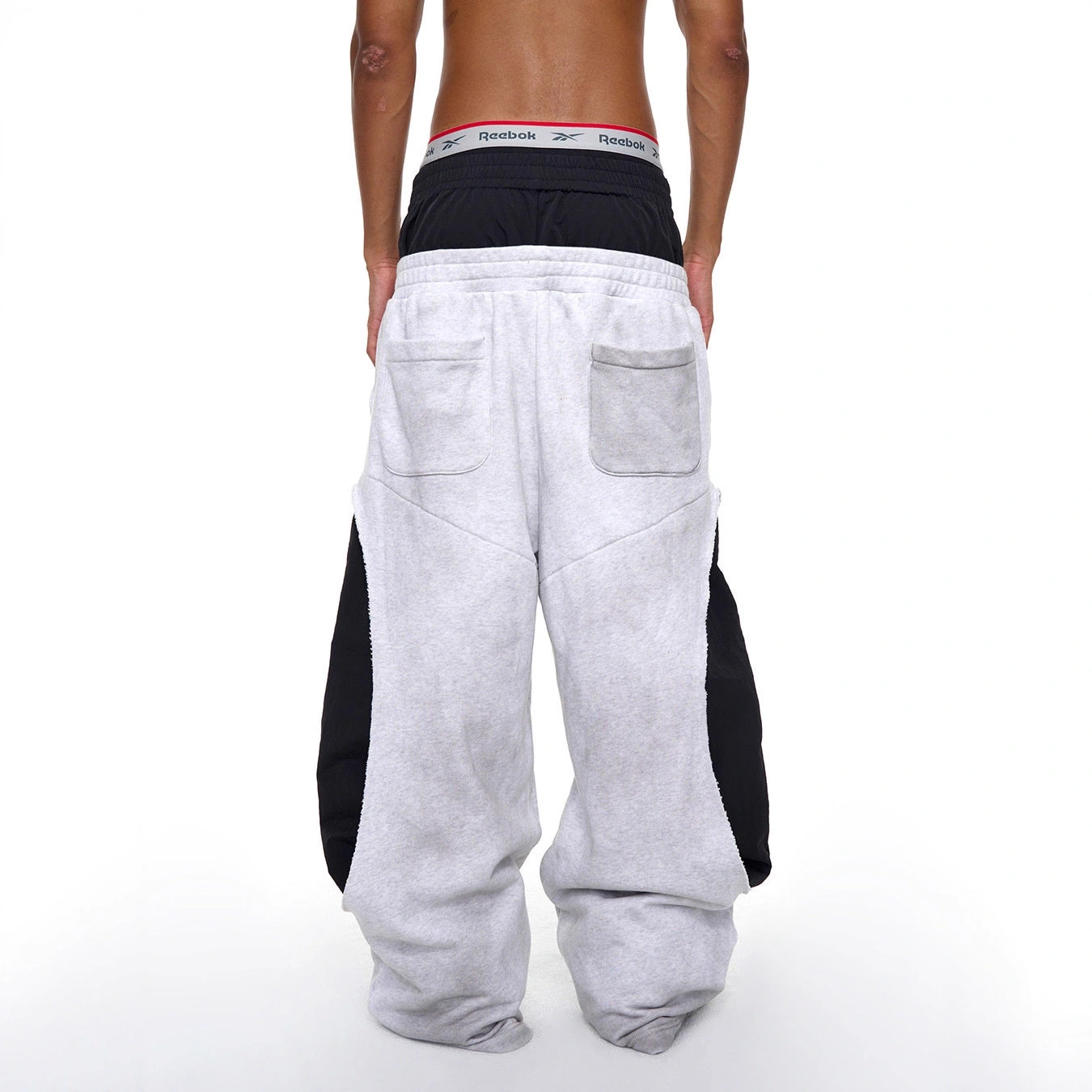 Patchwork Elasticated Low-rise Straight-leg Casual Pants