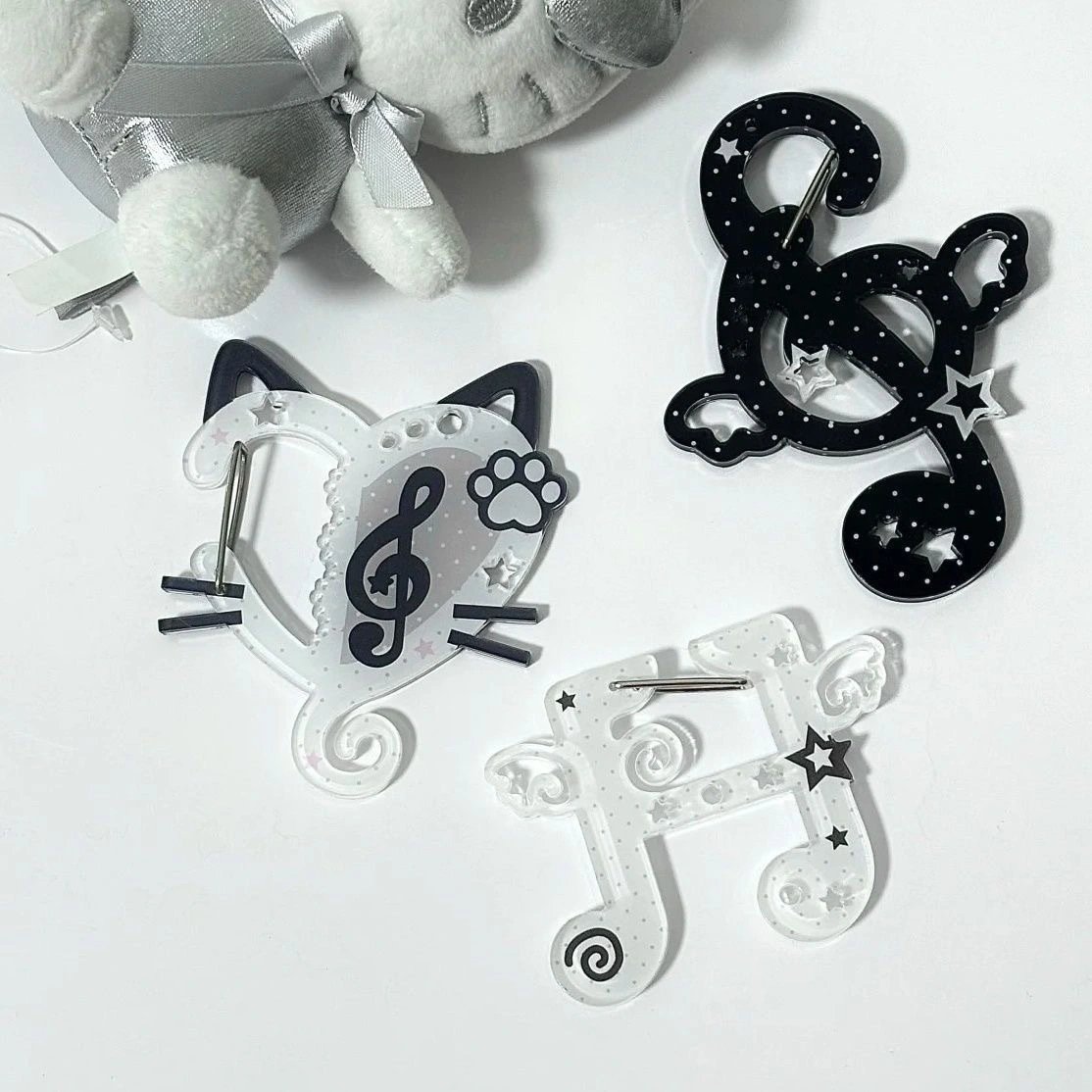 Music Note Carabiner Cute Cat Ears Bag Charm