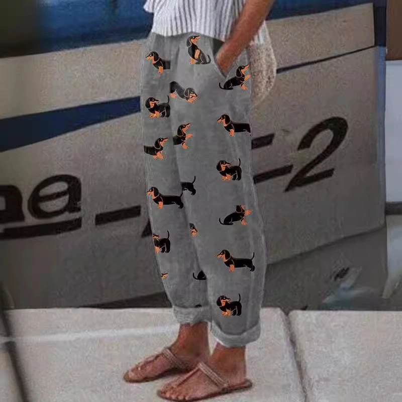 Linglong Linen Drawstring Trousers Temperament Leisure