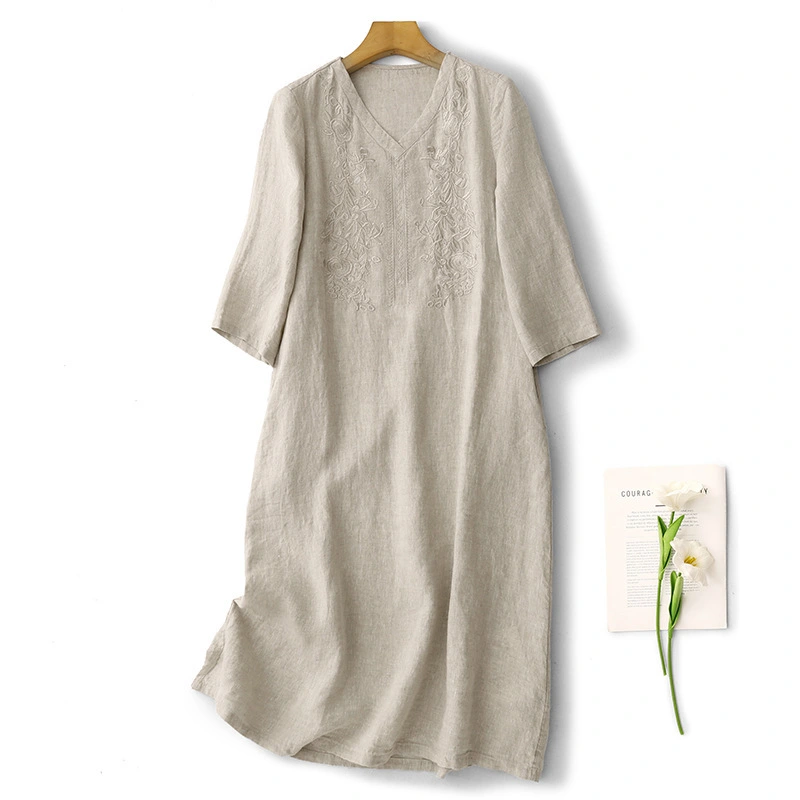 Summer New Loose Plus Size V Neck Dress