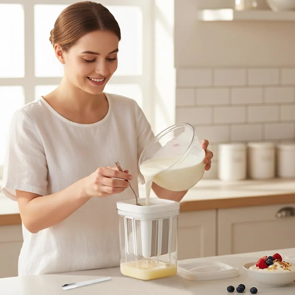 Yogurt Strainer-1.16 Quarts (1100ML) Greek Yogurt maker, Yoghurt Filter with Filter Bags BPA Free PP Material Greek Yogurt maker for Whey Separation Kefir,Tofu,Cheese