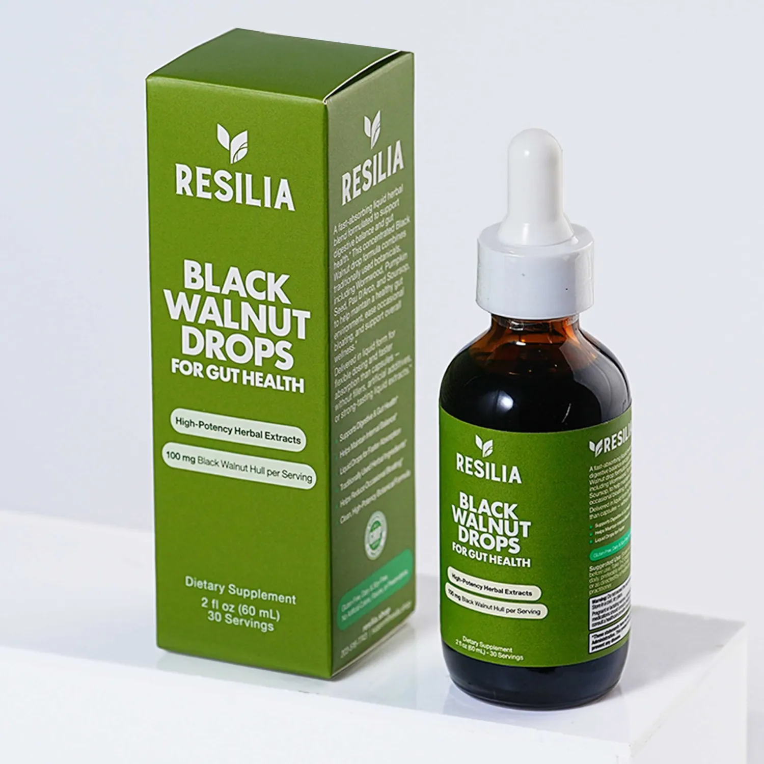 Resilia Herbal Cleanse Liquid Drops – Black Walnut & Wormwood Extract with Pumpkin Seed, Garlic & Turmeric – Alcohol-Free Vegan Tincture for Digestive & Daily Wellness Support, 2 fl oz
