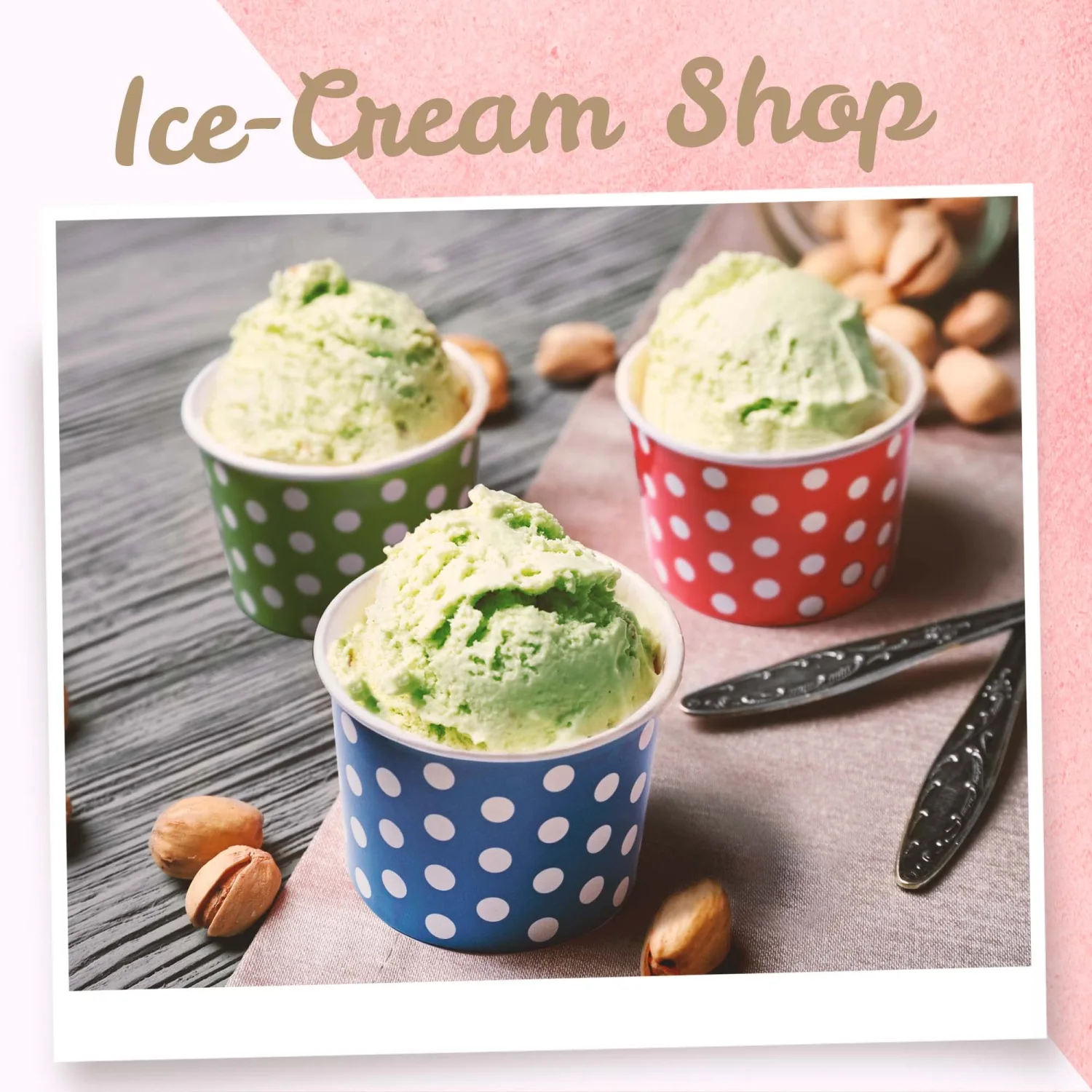 MATICAN Paper Ice Cream Cups - 100-Count 4-Oz Disposable Dessert Bowls for Hot or Cold Food, 4-Ounce Party Supplies Treat Cups for Sundae, Frozen Yogurt, Soup, 5 Colors, Polka Dots