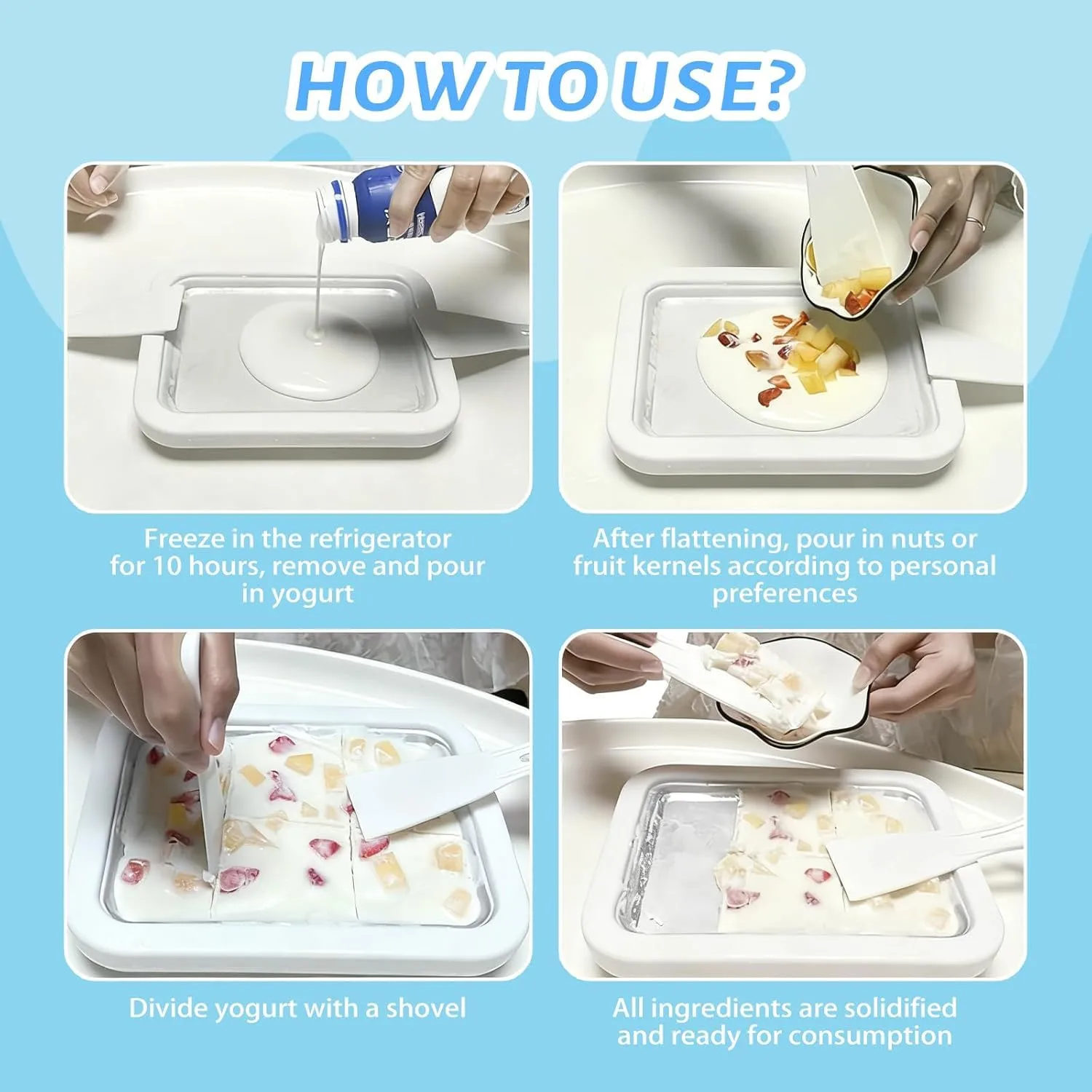 New Rolled Ice Cream Maker, Portable Instant Rolled Ice Cream Tray with Dual Scrapers, DIY Rolled Ice Cream Homemade Italian Ice Cream, Sorbet, Frozen Yogurt tray-1pcs