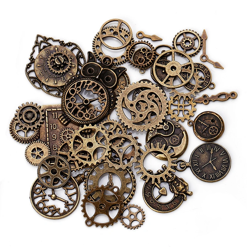 Retro Plated Metal Mixed-Style Punk Gear Clock Jewelry Accessories