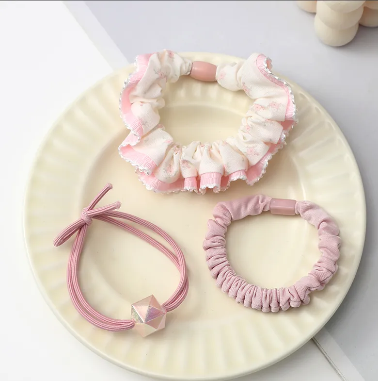 Rubber band set-three-piece set-pink-1 set