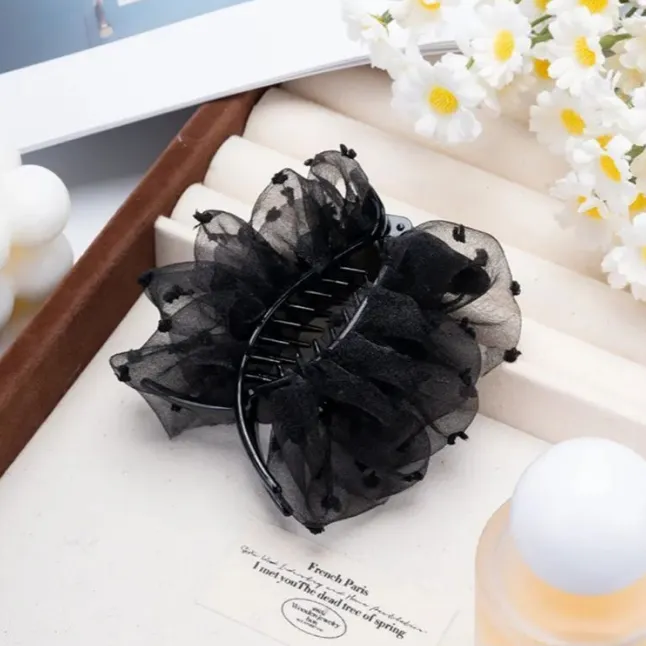 Floral clip-Black floral-Mixed material-1 piece