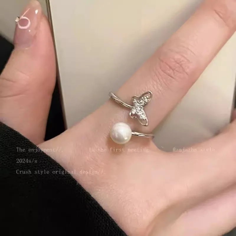 INS Style Silver Zircon Ring For Women, Luxury Niche High-Grade Adjustable Index Finger Ring, Bestselling Jewelry Wholesale