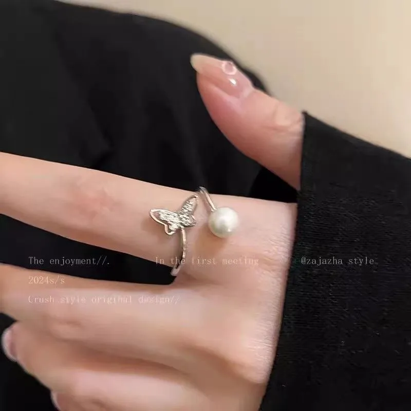 INS Style Silver Zircon Ring For Women, Luxury Niche High-Grade Adjustable Index Finger Ring, Bestselling Jewelry Wholesale