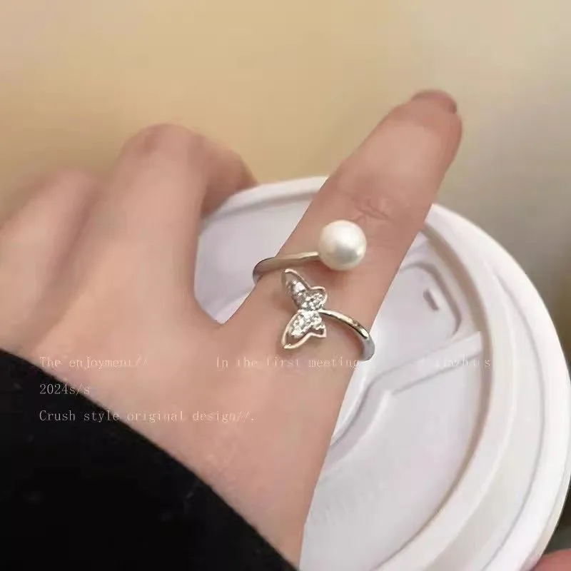 INS Style Silver Zircon Ring For Women, Luxury Niche High-Grade Adjustable Index Finger Ring, Bestselling Jewelry Wholesale