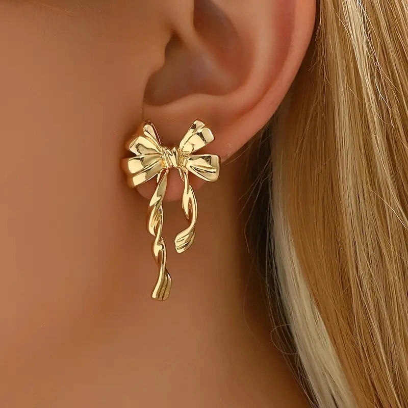 1 Pair Elegant Boho Style Bow Earrings For Women, Perfect For Daily Wear, Gatherings & Vacations, Ideal Thanksgiving Jewelry Gift