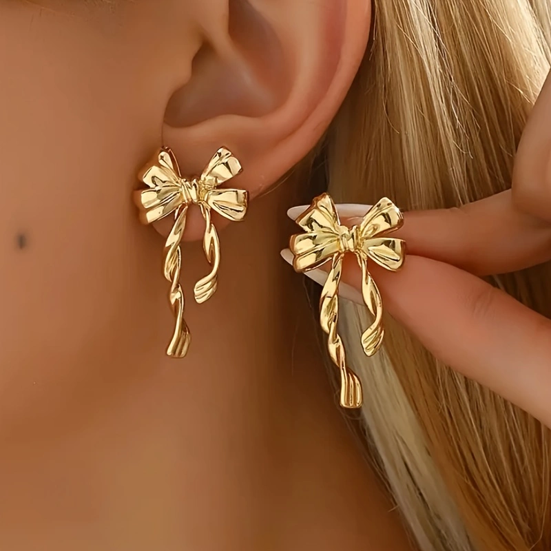 1 Pair Elegant Boho Style Bow Earrings For Women, Perfect For Daily Wear, Gatherings & Vacations, Ideal Thanksgiving Jewelry Gift