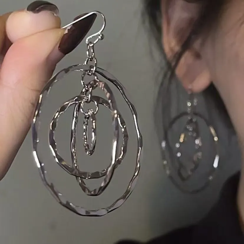 1 Pair Layered Hammered Dangle Earrings For Women, Bohemian Boho Vintage Style, Durable Drop Earrings With Exquisite Details, Elegant For Daily & Formal Occasions, All Year Wear, Perfect Gift Vacation
