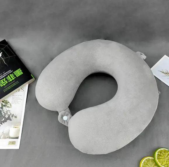 U-shaped memory pillow-gray-Spandex crystal velvet + memory cotton-1 piece