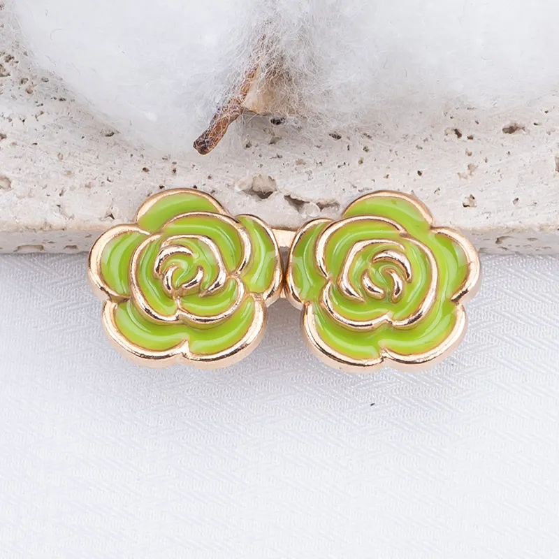 Nail-free rose waist buckle-fluorescent green-alloy-1 pair