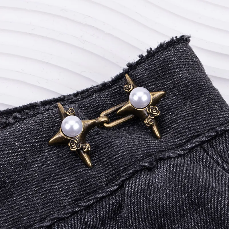 Pearl cross star waist buckle-copper-alloy-1 pair