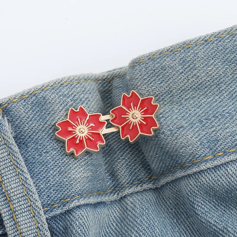 Cherry Blossom waist buckle-Orange-Alloy-1 pair