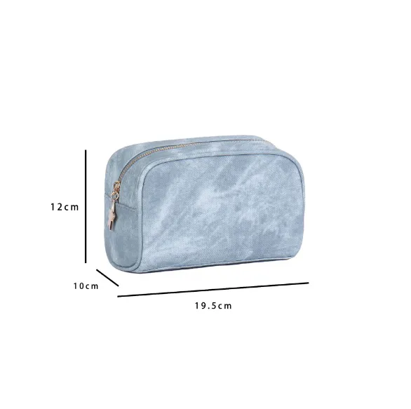 Cosmetic bag-denim single-pull portable semi-circle-blue denim semi-circle bag-20 * 11 *16cm-PU-1 piece