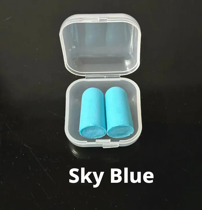 Slow rebound sponge earplugs-sky blue-PU high-quality sponge-1 pair