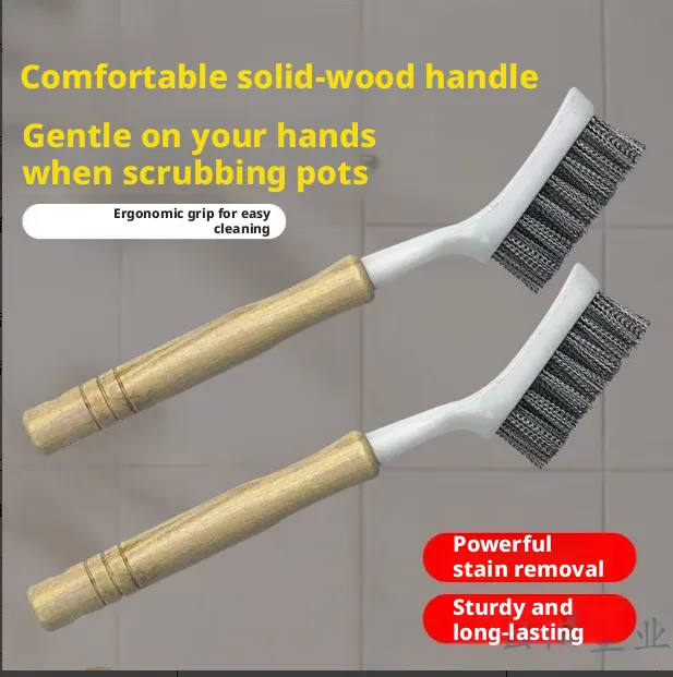 Steel wire pot brush-wooden handle model-1 piece