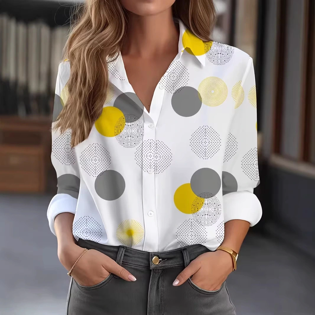 Korean-style Printed Lapel Men's Casual Shirt