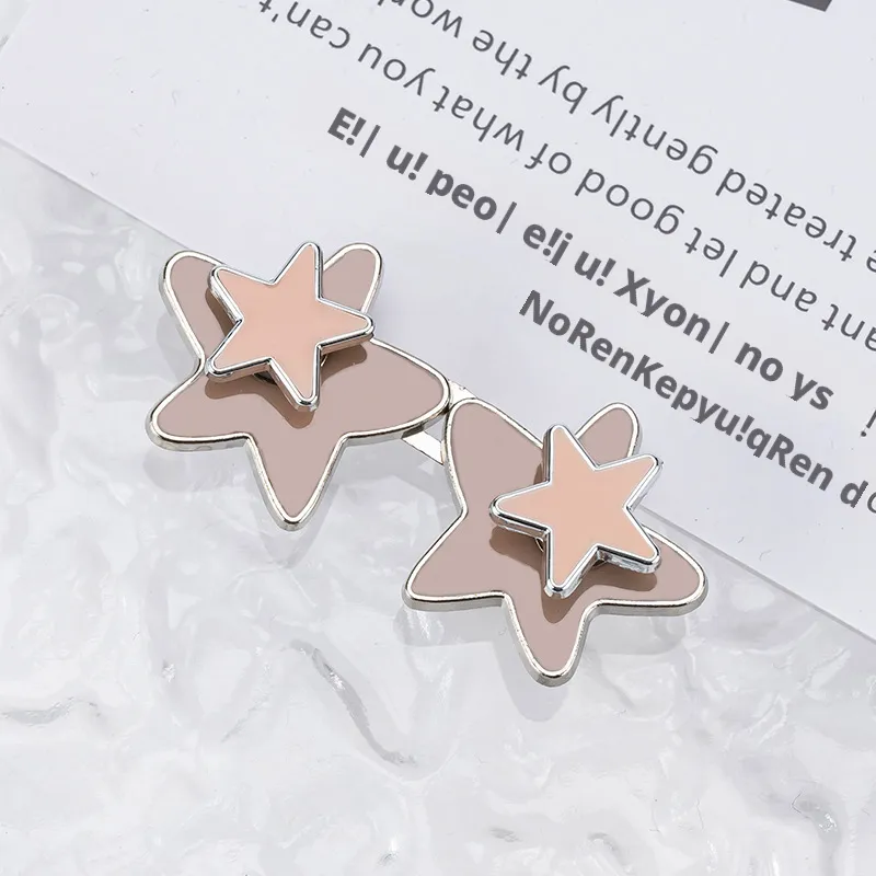 Double-layer star waist buckle-pink-alloy-1 pair