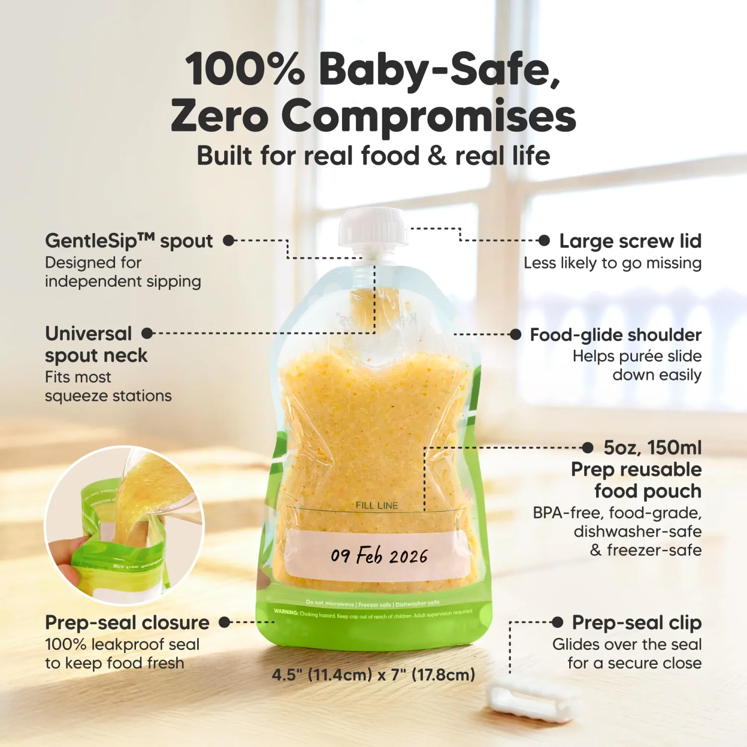 12-Pack Reusable Baby Food Pouches Refillable – 5oz Reusable Pouches for Toddlers, Kids Squeezable Yogurt, Apple Sauce, Fruit Smoothie, Baby Puree Container, Homemade Baby Food Essentials (Lil Barn)