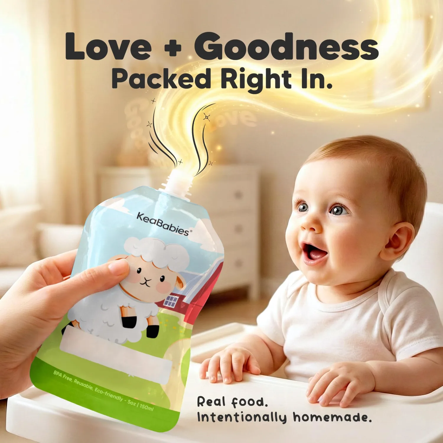 12-Pack Reusable Baby Food Pouches Refillable – 5oz Reusable Pouches for Toddlers, Kids Squeezable Yogurt, Apple Sauce, Fruit Smoothie, Baby Puree Container, Homemade Baby Food Essentials (Lil Barn)