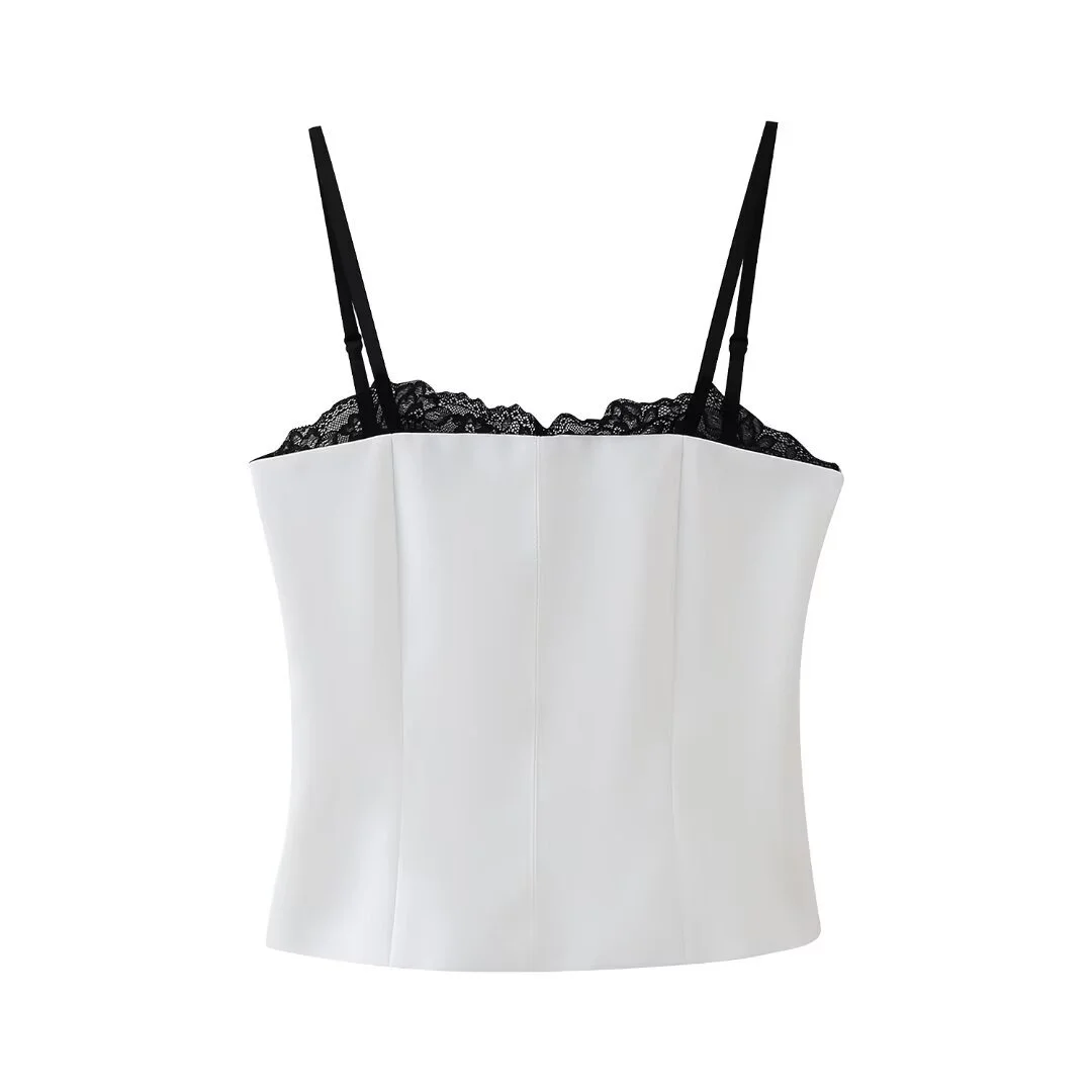 European And American-style French Womens Lace-spliced Top