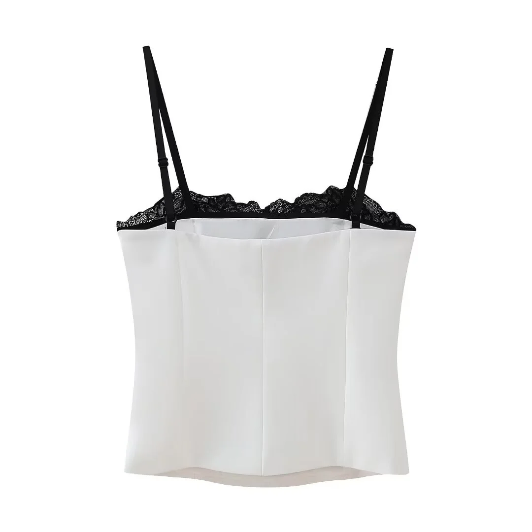 European And American-style French Womens Lace-spliced Top