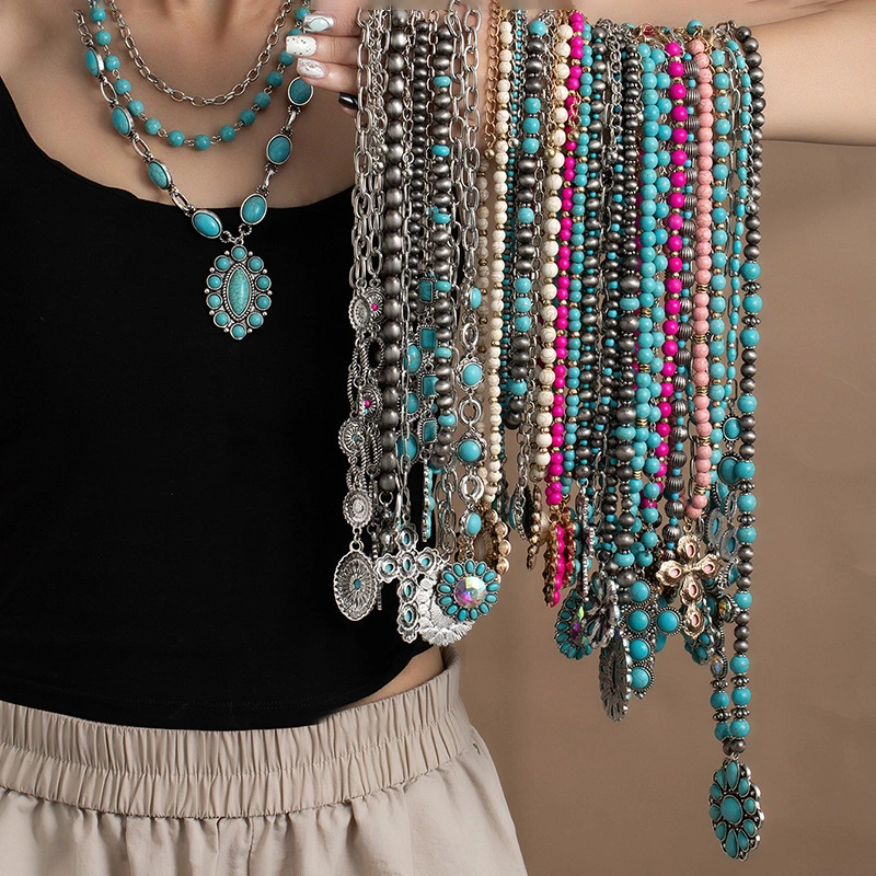 Fashionable Retro Ethnic Style Turquoise Necklace