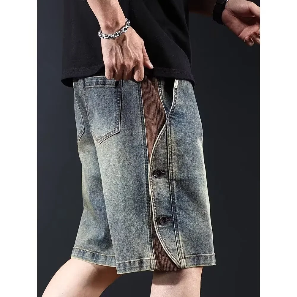 Washed Five-point Pants Casual Patchwork-style Versatile Trousers