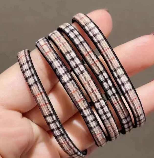 High-elastic head rope-plaid-coffee-fabric material-1 piece