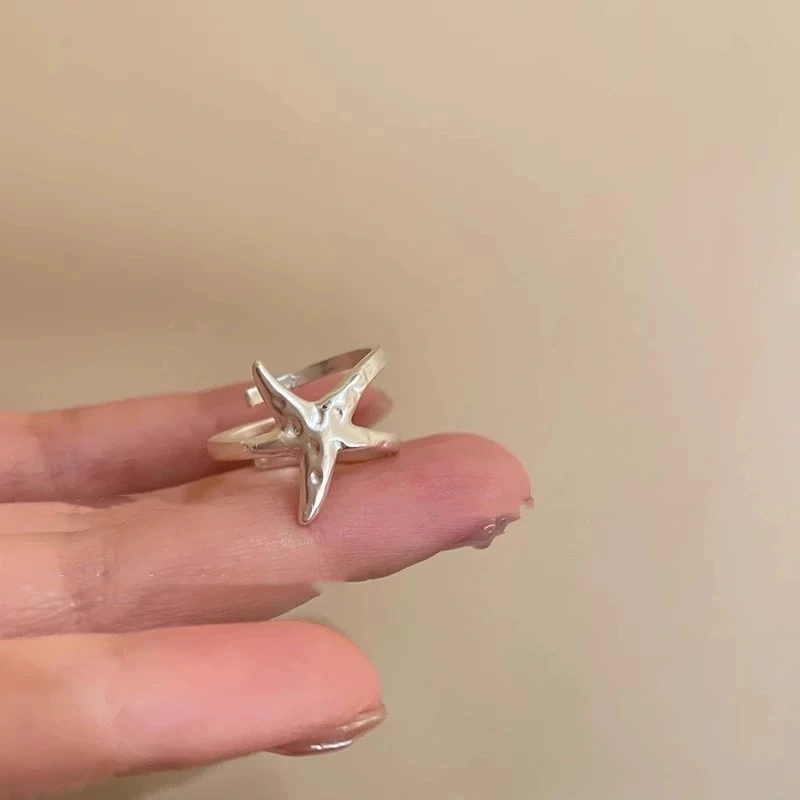 Simple Silver Star Ring For Women, Light Luxury Minimalist Index Finger Ring, Fashion Personality Jewelry Wholesale